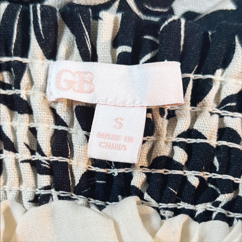 Gianni Bini Linen Blend Black & Tan Tropical Floral Print Dress Sz S EUC Resort - Picture 5 of 7